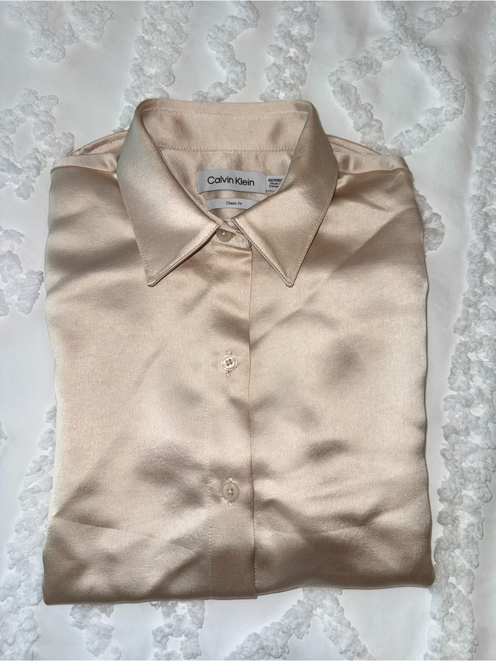 Calvin Klein Satin Dress Shirt - Light Champagne